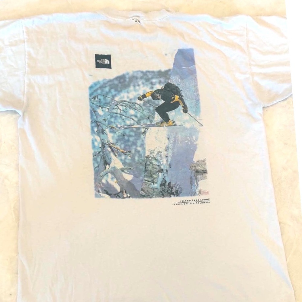 Vintage The North Face Steep Tech Skier T-Shirt Island Lake Lodge Fernie BC